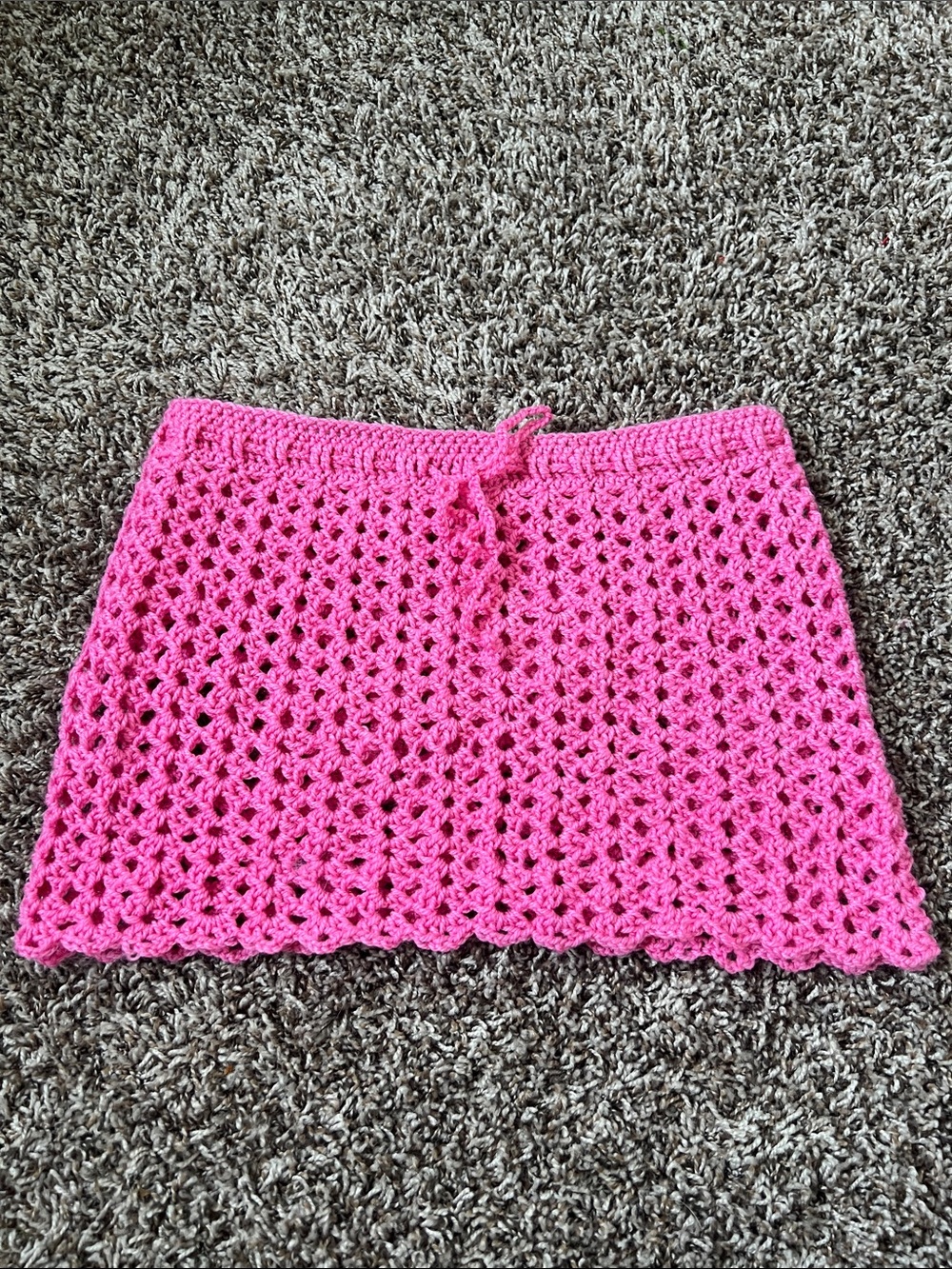 Crochet Mini Skirt in Bright Pink